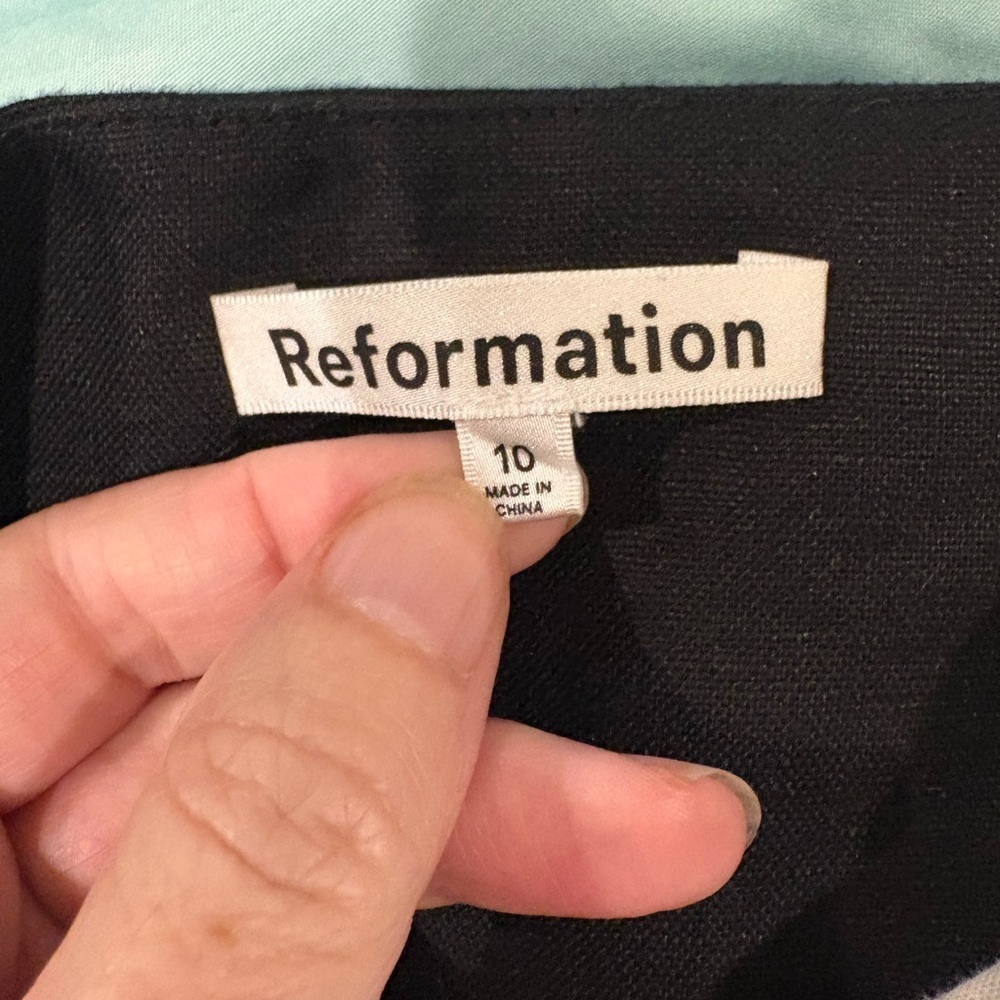 Reformation Lainey Linen mini  Dress sz 10 black white - Picture 5 of 7